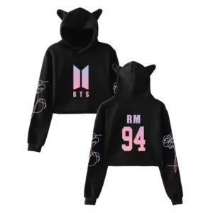 bts cat ears crop top hoodies