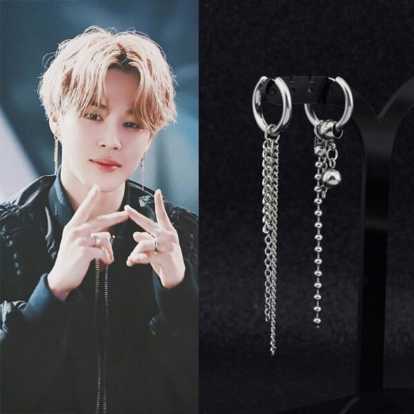 kpop idols chain stud earrings