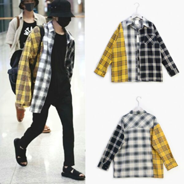 BTS Idol SUGA Plaid T-Shirt